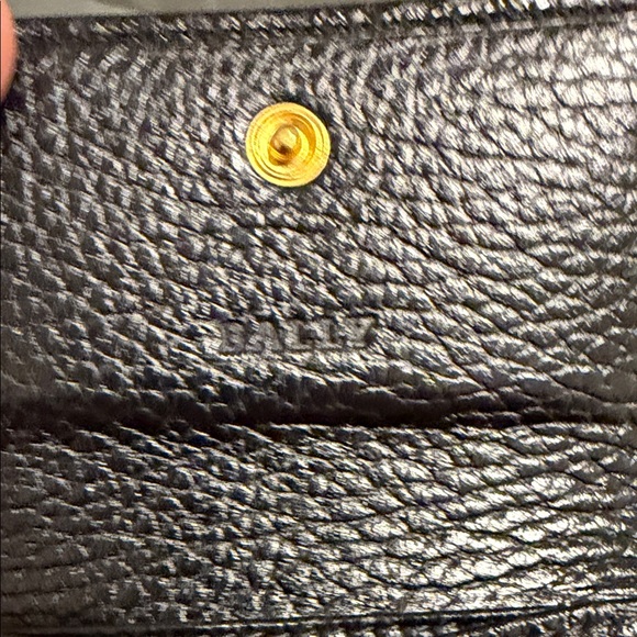 Bally Textured Black Card Holder with Gold Detail Made in Italy - Picture 5 of 10